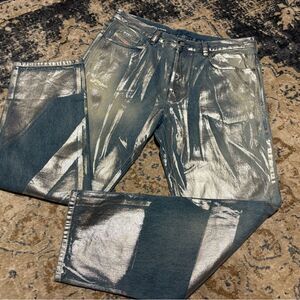 Diesel Metallic Coated Jeans Mens 36 Silver